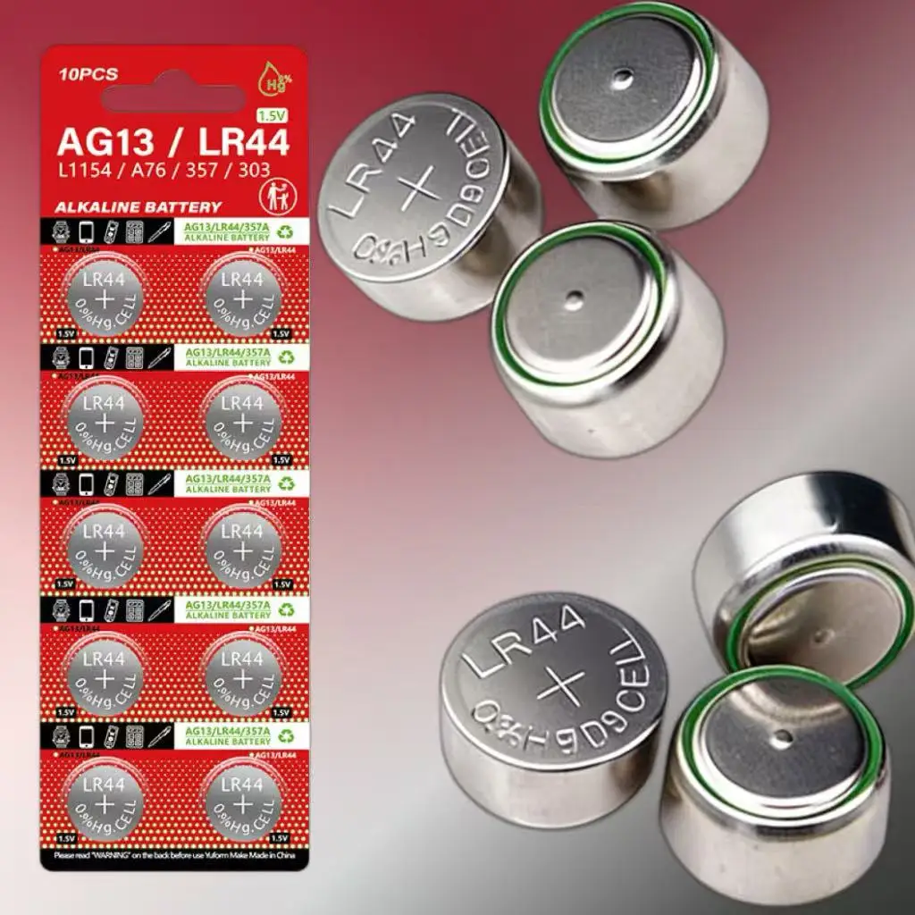 10PCS AG13 LR44 A76 L1154 357 1.5V Alkaline Button Battery Child Safe Mercury Free for Toys Watches Remotes