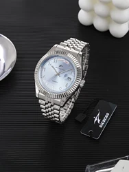 Business Mens Watches Stainless Steel Luxury Quartz Movement Wristwatch Clock Casual Chronograph for Holiday Couple Gift
