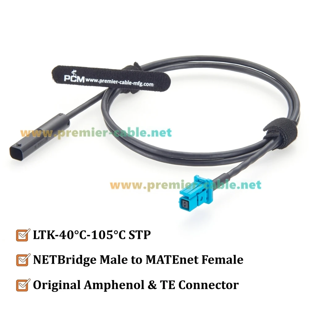 Amphenol NETBridge Stecker auf TE MATEnet Buchse Automobil-Ethernet-Kabel 100/1000BASE-T1 Abgeschirmtes Kabel NTHCM011A10S zu 2302510-9 – Detail 2