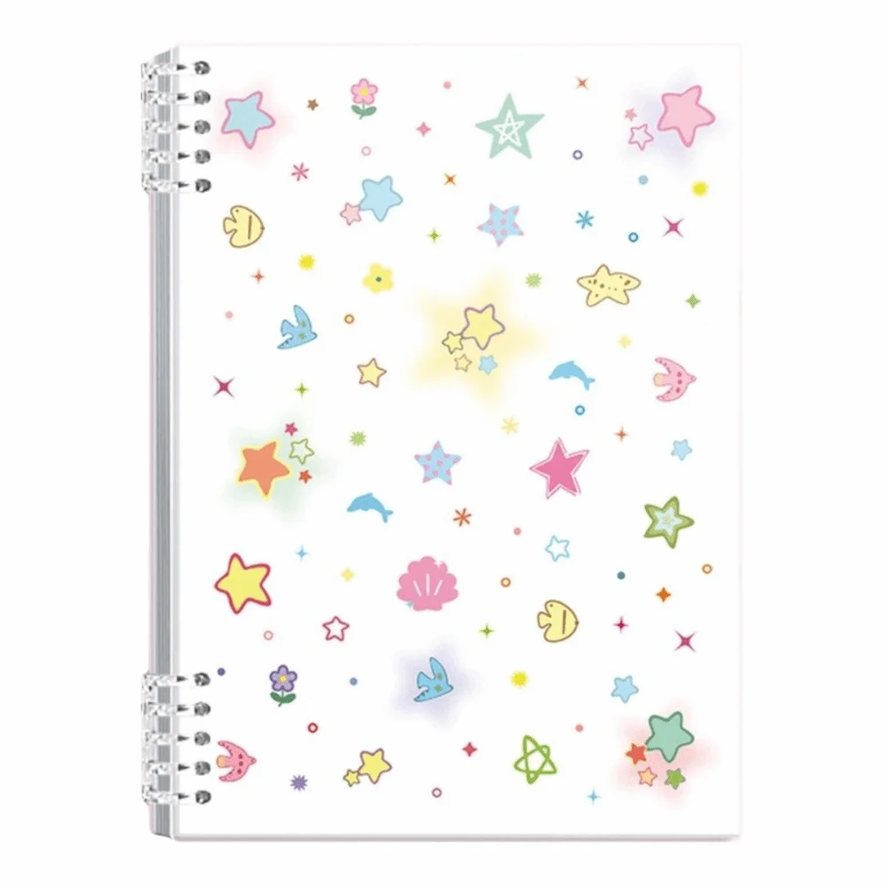 INS A5/B5 Binder Notebook Star Print Detachable Lined Notebook Dopamine Color Journal Students