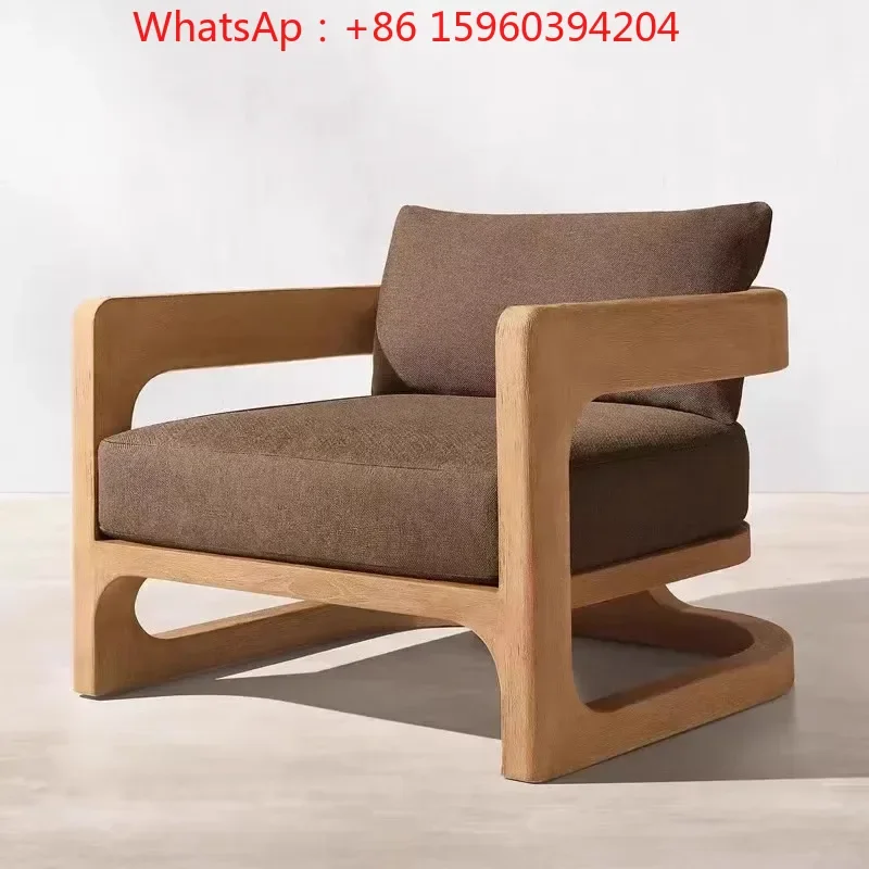 Teak outdoor sofa garden terrace courtyard waterproof outdoor anti-corrosion wood hotel exterior tea table furniture combination