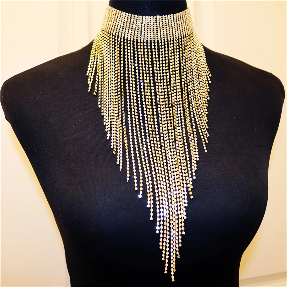 Sexy Shiny Long Tassel Luxurious Rhinestone Necklace Jewelry Fashion Luxury Party Banquet Jewelry Wear Body Sexy Accessories