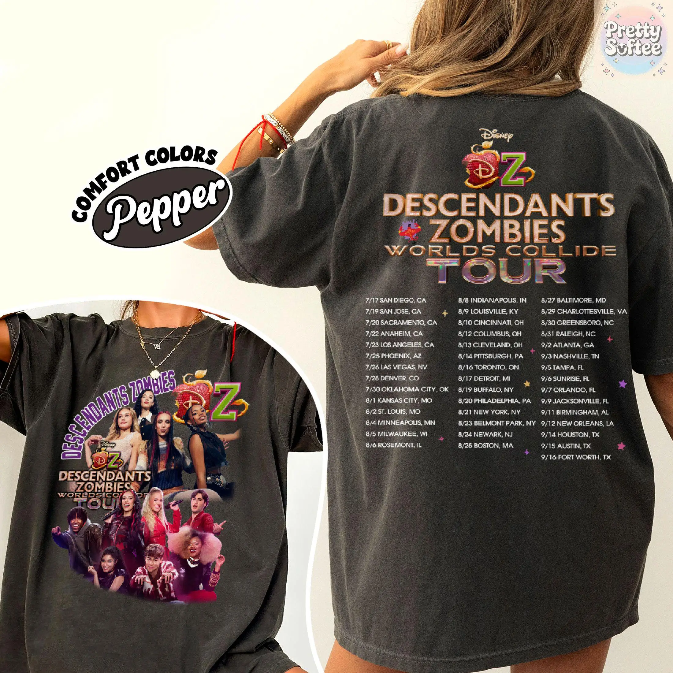 أحفاد، جولة زومبي وورلد كولايد ديزني صعود الأحمر لمهرجان الموسيقى الصيفي 2025 أزياء السفر العائلي Epcot