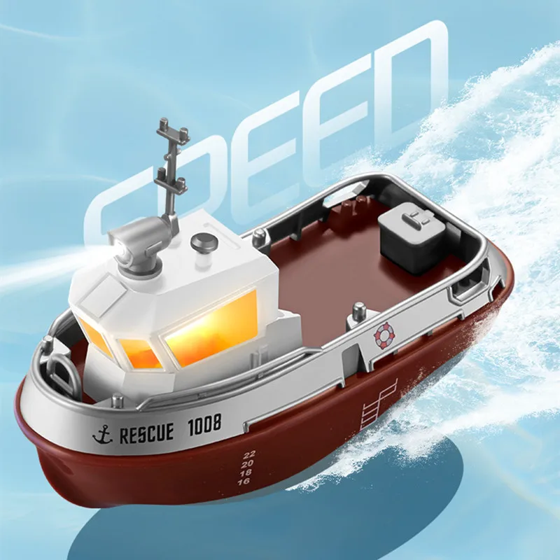 1:32 Remote Control Boat Rechargeable High-Speed Boat Rc Tugboat Toy Launched Into Water Model Ship Collection Model Toy Gift