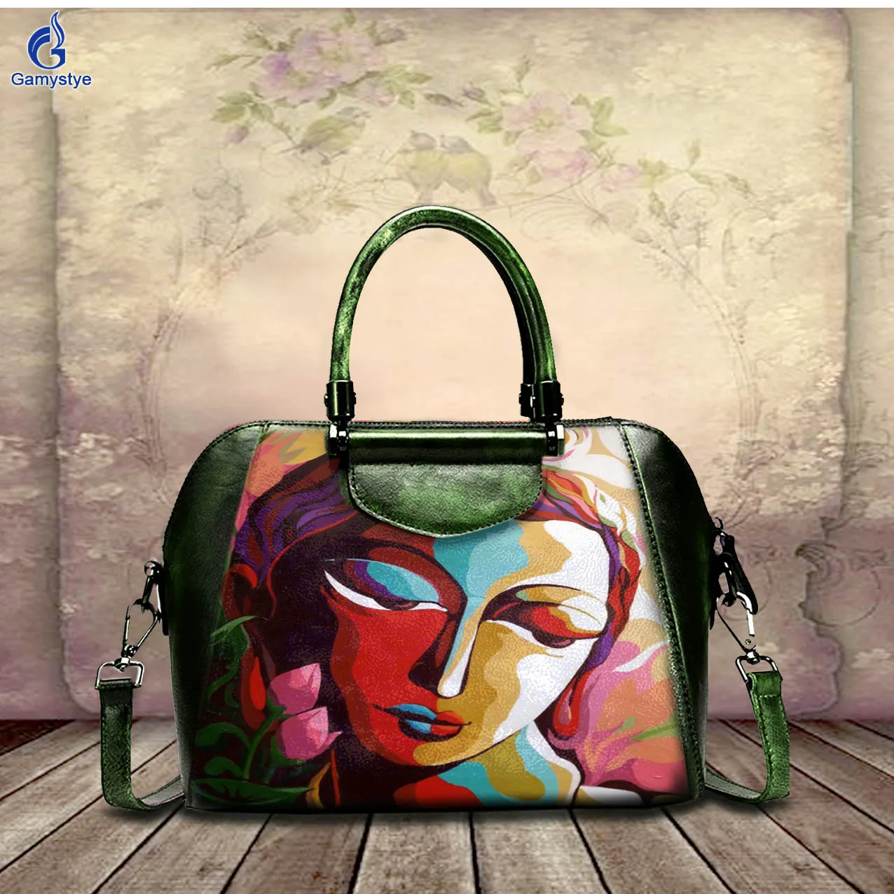 Art Hand-Painting Customize Totes Melancholy lady Women Clutch purses and handbag Designer Ladies purse Cowhide Togo Leather New