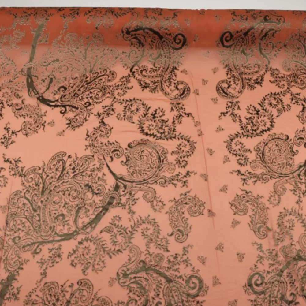 Classical Soft Paisley New Healthy Silk Burn Out Fabric for Lady Vintage Festival Dress Garment Hijab Suit
