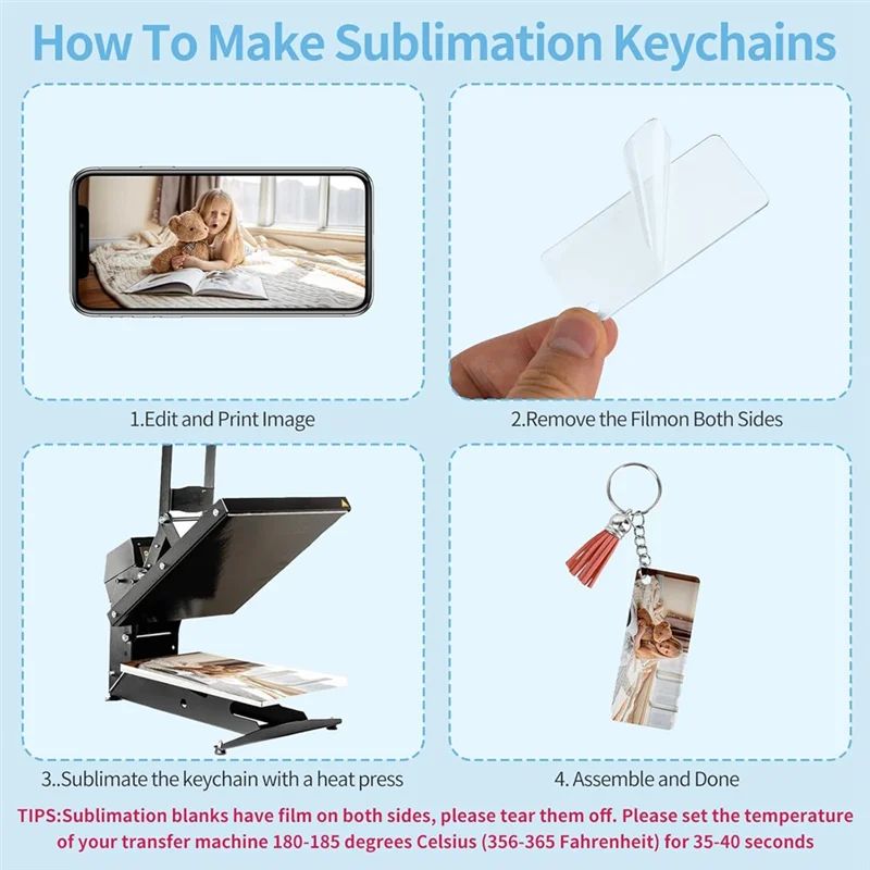 

HGFLE-242 Pcs Sublimation Keychain Blanks Bulk, Double Sides 60 MDF Sublimation Keychains Blank With 60 Key Chains,Tassels