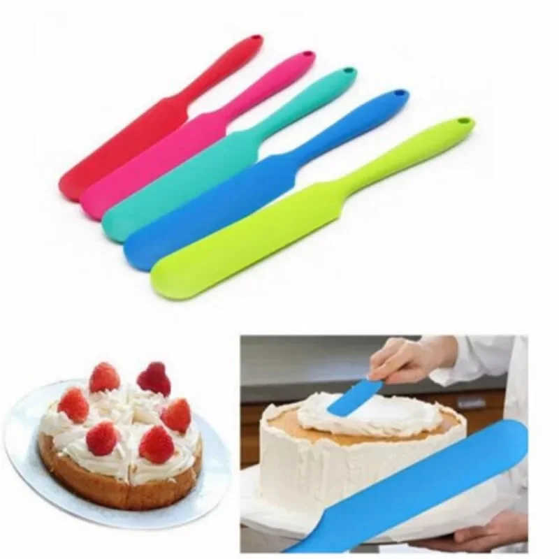 

Silicone spatula cream Baking Cream Mixing Butter scraper Brush Cake Smoother Polisher Cake Fondant Decor one-piece Steel core