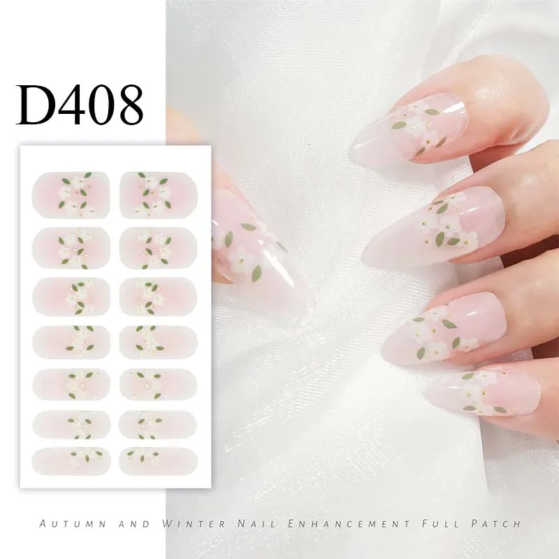 14tips/sheet Fashion Nail Art Stickers Collection Manicure DIY Nail Polish Strips Wraps for Party Decor D408