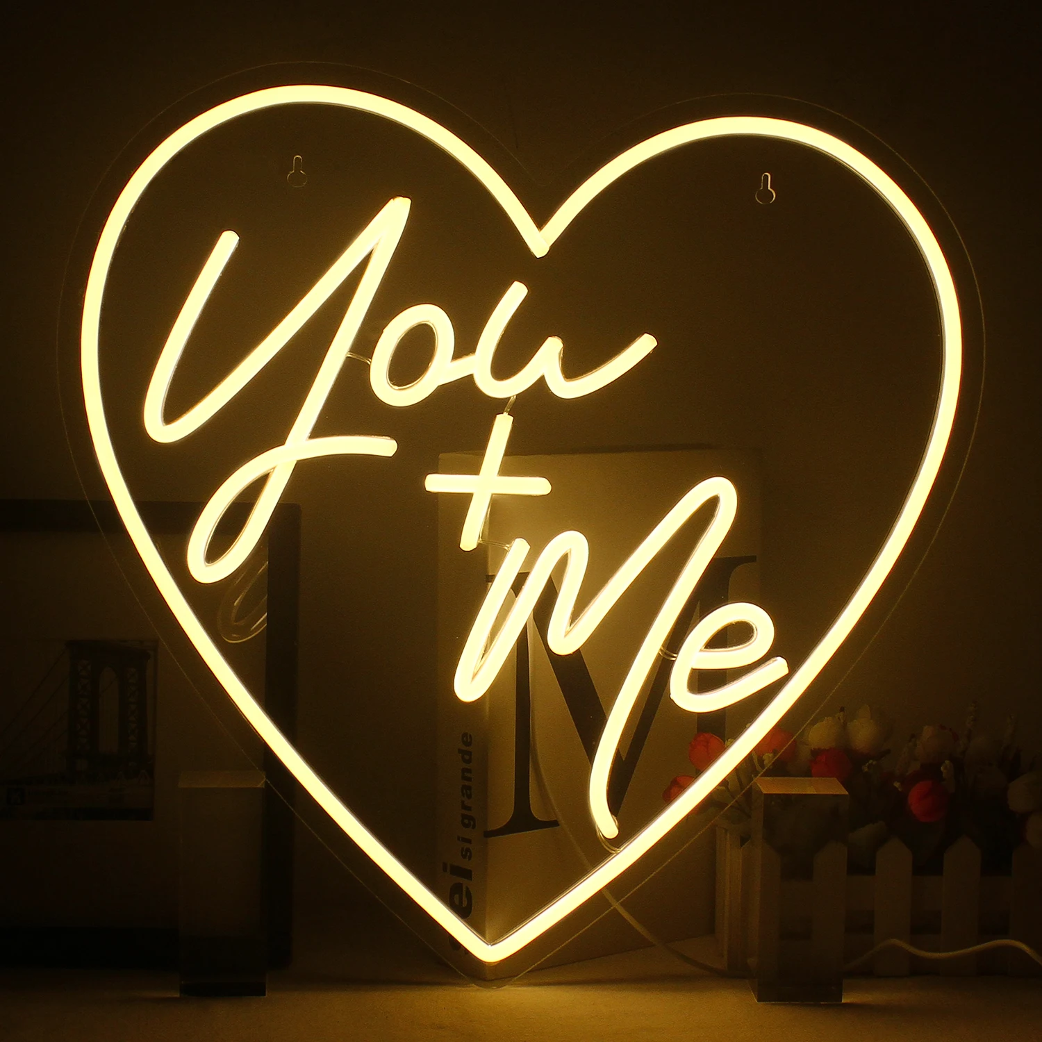 

Love You And Me Wedding Neon Sign LED Wall Ddecoration Light for Wedding Party Proposal Anniversary Romantic Personalized Gift