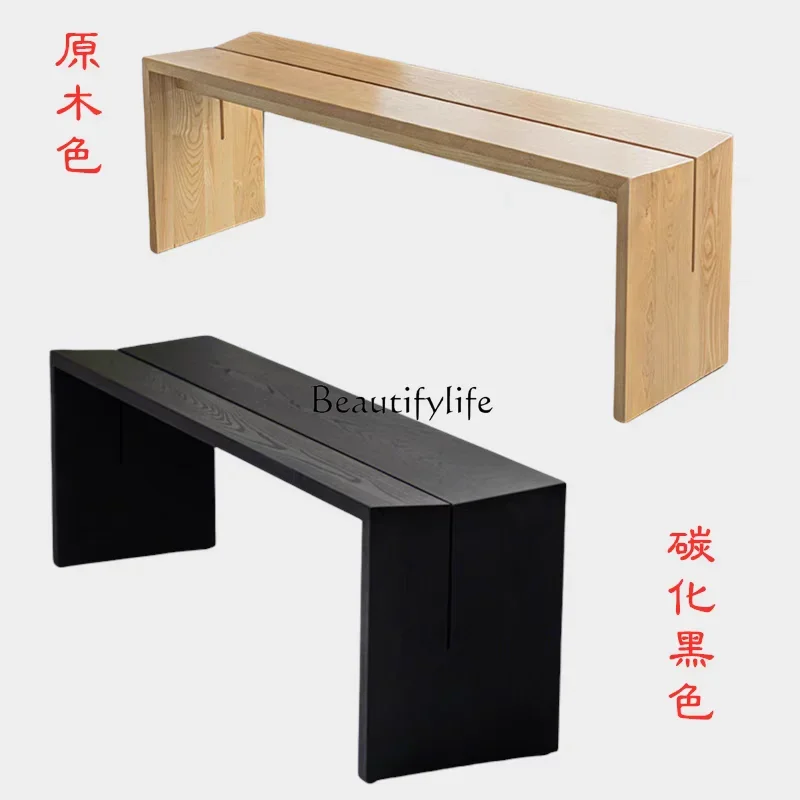 Yj5 بسيط الحديثة Wabi-Sabi نمط الأبيض الرماد الخشب طويل البراز الطعام كرسي منطقة الراحة الأحذية تغيير غرفة المعيشة طاولة طعام المنزل S