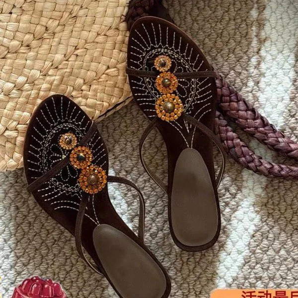 

2025 Baroque Caribbean Sunset Embroidered Suede Kitten Heel Sandals - Artisanal 3D Floral Relief Flip Flops (Limited Edition)