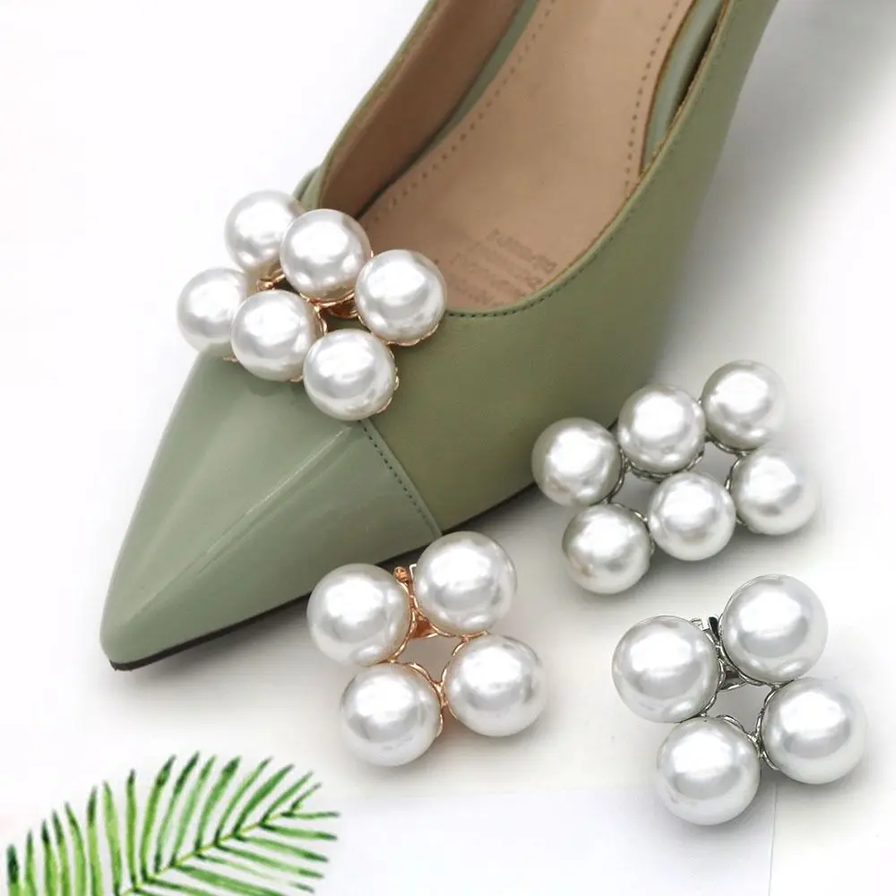 

1PC Removable Lady Shoe Clips Wedding Bride Shoes Decoration Women High Heel Charms Jewelry Pearl Shoes Decorations