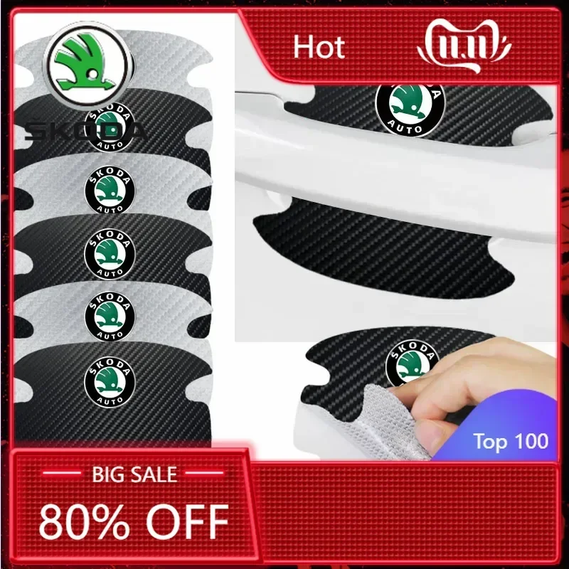 

Наклейки на автомобиль 2025: Новые 4 шт. защитные пленки из углеродного волокна для дверных ручек Skoda Octavia, Kodiaq, Fabia, Rapid, Superb