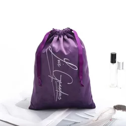 Custom Logo Printing Purple Velvet Shoe Hair Dryer Packaging Dust Bag Luxury Soft Drawstring Flannel Gif Storage Pouch