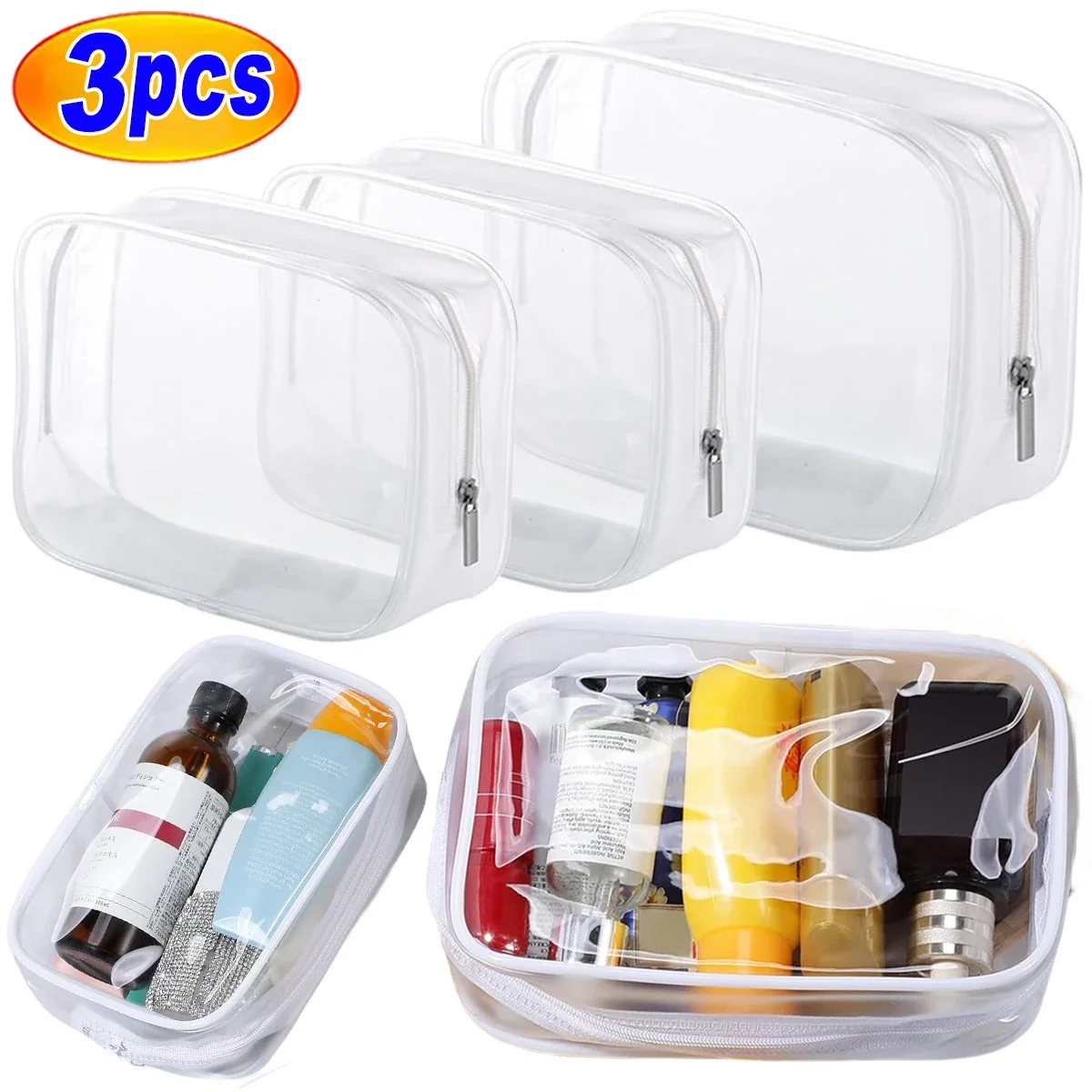 PVC Cosmetic Bags Small Large Transparent Waterproof Makeup Bag Portable Travel Toiletry Wash Organizer Case Storage Pouch