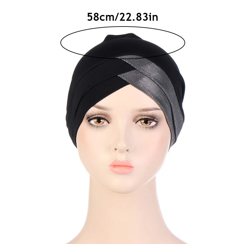 Testa Islâmica Cruz Turbante Muçulmano para Mulheres, Tampão Hijab Interior, Lenços de Cabeça Árabes, Lenço Muçulmano