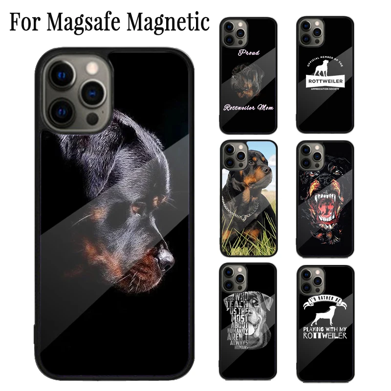 Rottweiler Dog Magnetic Phone Case Coque For iPhone 16 15 14 Plus 13 12 Mini 11 Pro Max Magsafe Wireless Charging Cover