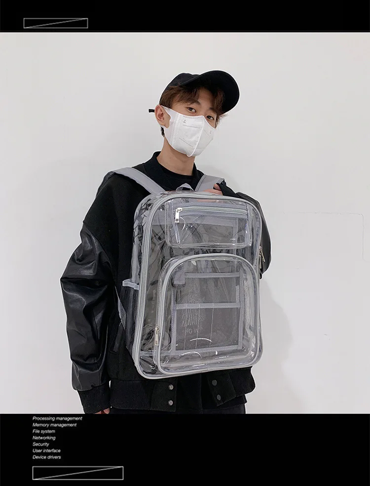 2025 NEW PVC Clear Backpack See Through Clear Bookbags Transparent backpacks school backpack for college students mochila mujer