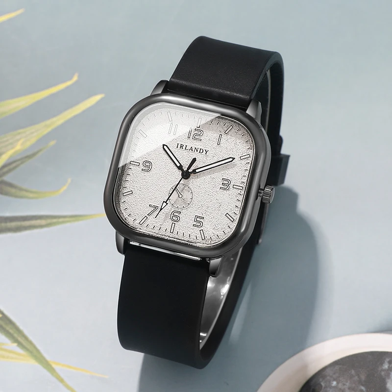 Men's Elegant Square Silicone Strap Quartz Watch, Precise Pointer Display, Men's Daily Casual Business Watch
