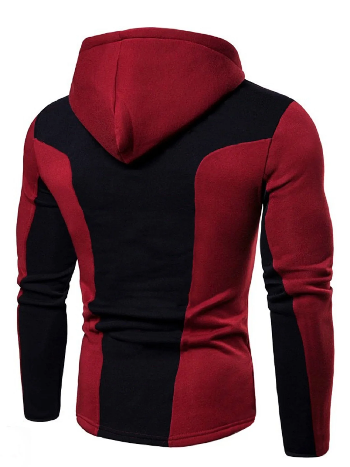 Color Block Men's Hooded Jacket Casual Long Sleeve Hoodies With Zipper Gym Sports Hooded Coat For Winter Fall