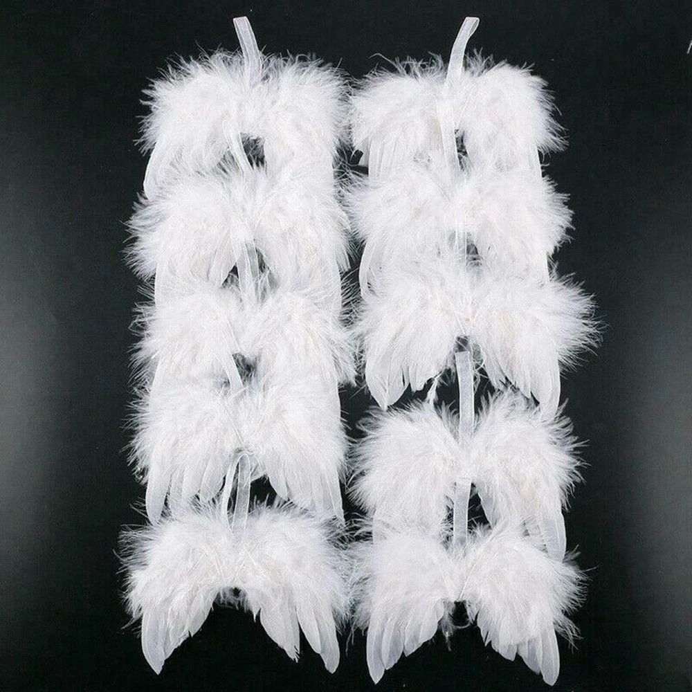 Lovely Chic White Party Home Decoration Angel Wings Feather Wing Hanging Ornament Christmas Tree Decor