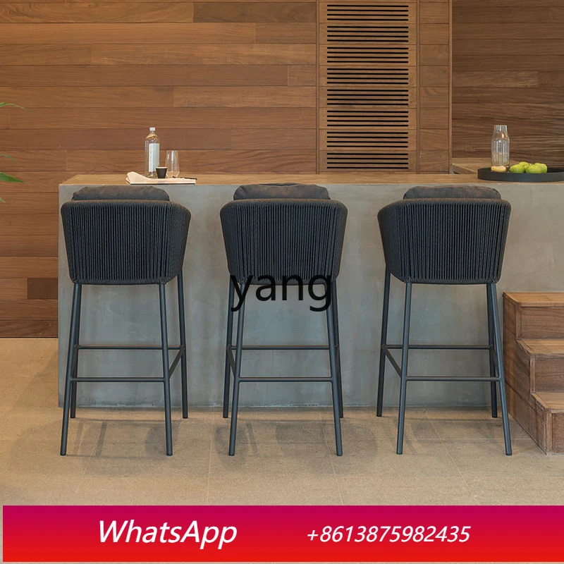 

LTT Outdoor Bar Bar Outdoor Courtyard Rattan Table and Chair Garden Terrace High Leg Balcony Leisure Bar Chair