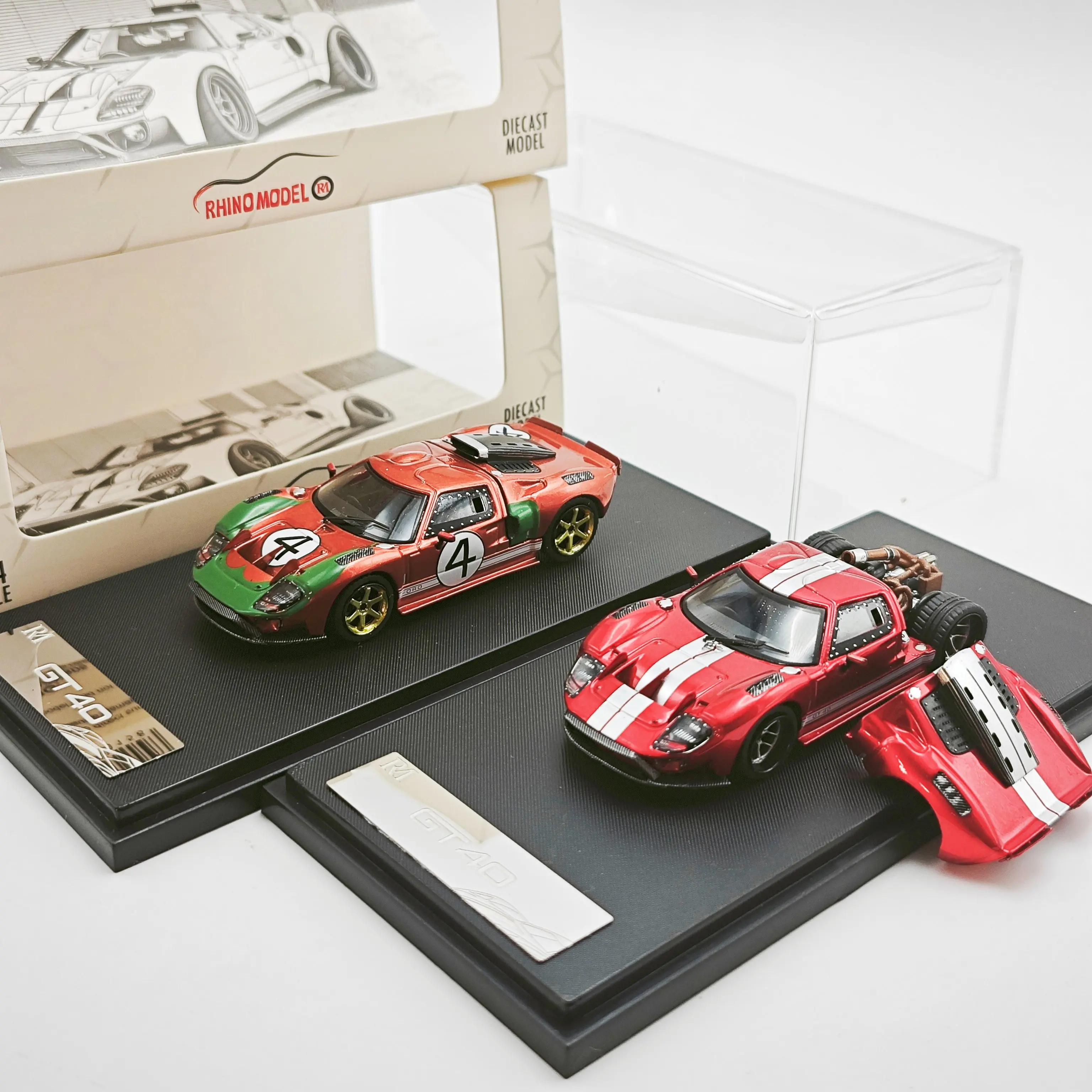 RM Rhino 1:64 GT40 capó de motor magnético modelo de coche de aleación fundida