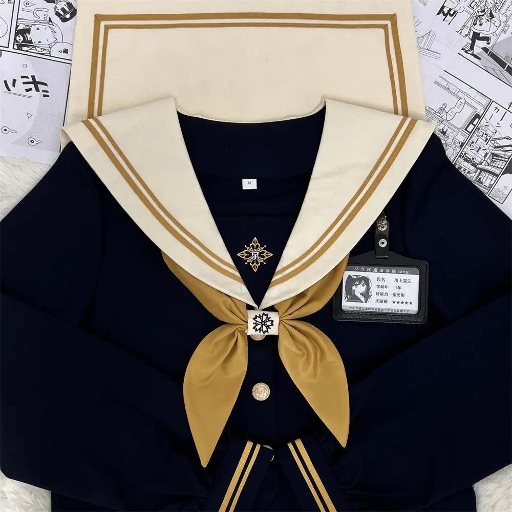 Japanese School Girl JK Uniform Set Summer Sailor Suit Sexy Plaid Pleated Skirt Seifuku Anime COS Graduation Costumes Women