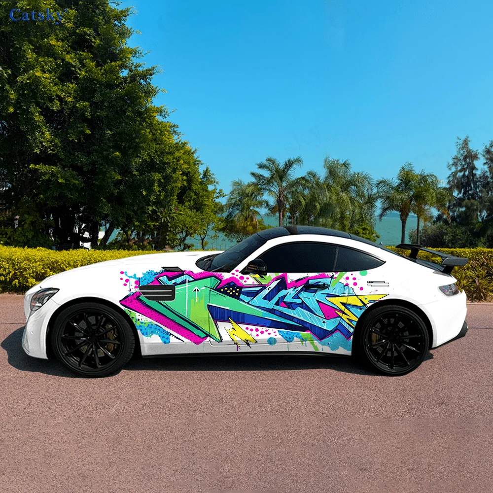 

Красочные граффити со стрелкой, автомобильные виниловые обертывания, самоклеящаяся наклейка из ПВХ, подходит для грузовиков, внедорожников, украшения, автоаксессуары, подарок