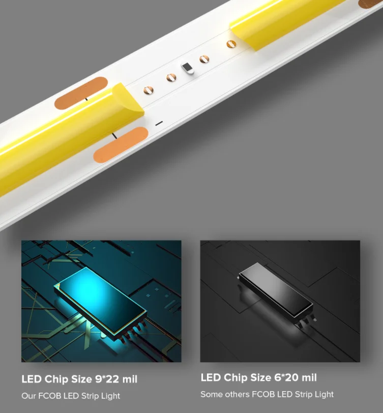 La pannocchia ha condotto la striscia 320 384 528 LED la pannocchia flessibile ad alta densità ha condotto le luci DC12V 24V RA90 3000K 4000K 6000K