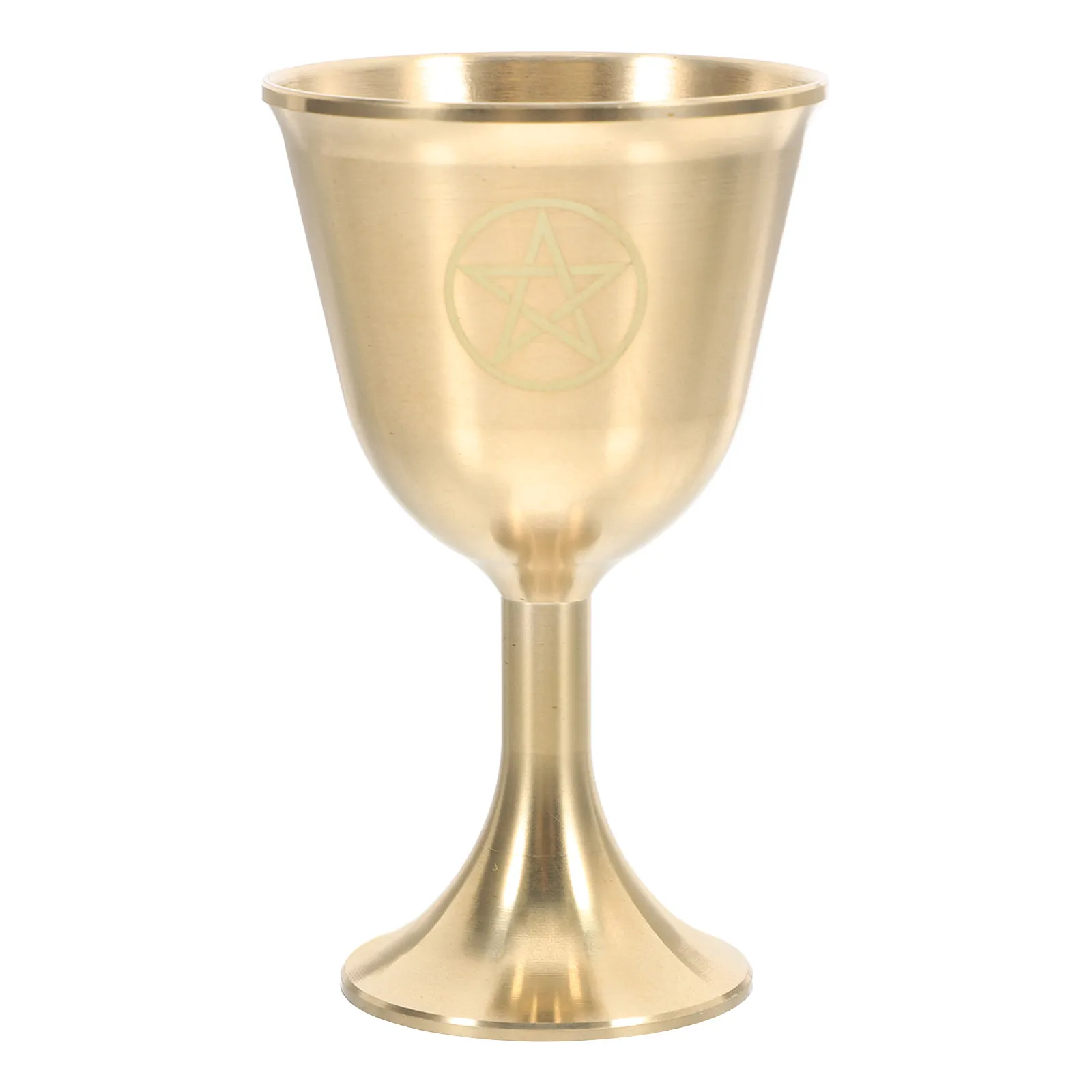

Solid Brass Pentacle Goblet Vintage Copper Wine Glass Retro Altar Cup Embossed Chalice For Ritual Tarot Home Decor