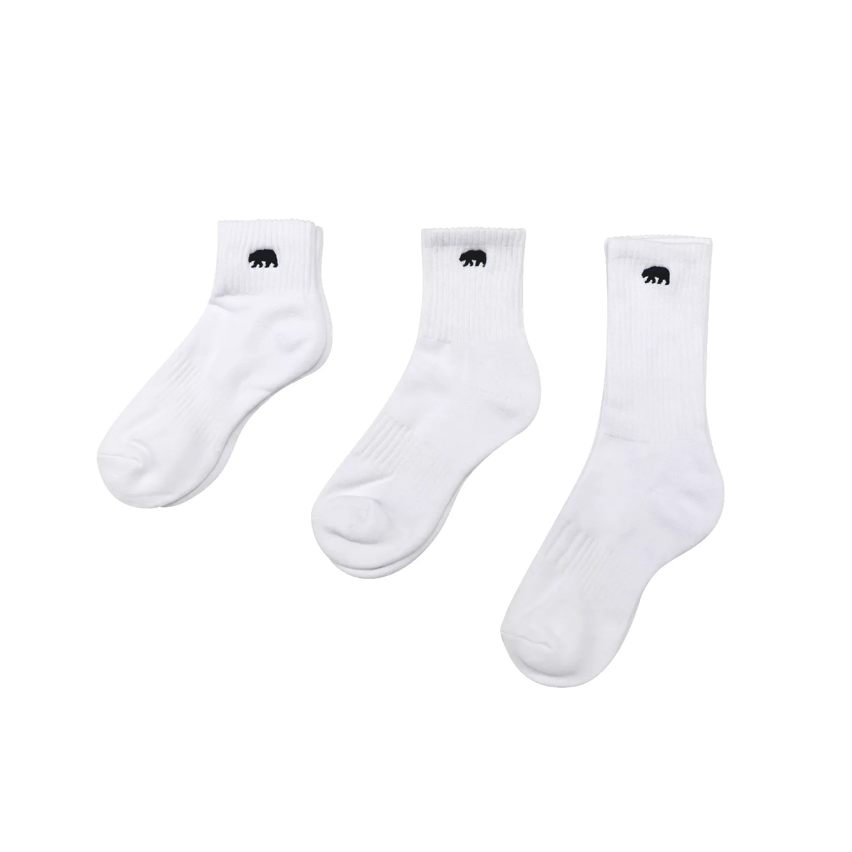 One Pair Men Cute California Bear Embroidery Cotton Casual Socks, High Quality Man Sporting Thick Socks, Short/Medium/Long White