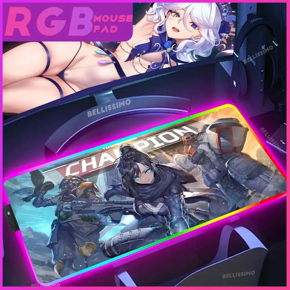 

Коврик для мыши Rgb Apex Legend, Защитный Настольный коврик для мыши, аксессуары для аниме, Игровая клавиатура, компьютерный коврик с подсветкой, коврик для игрового ПК