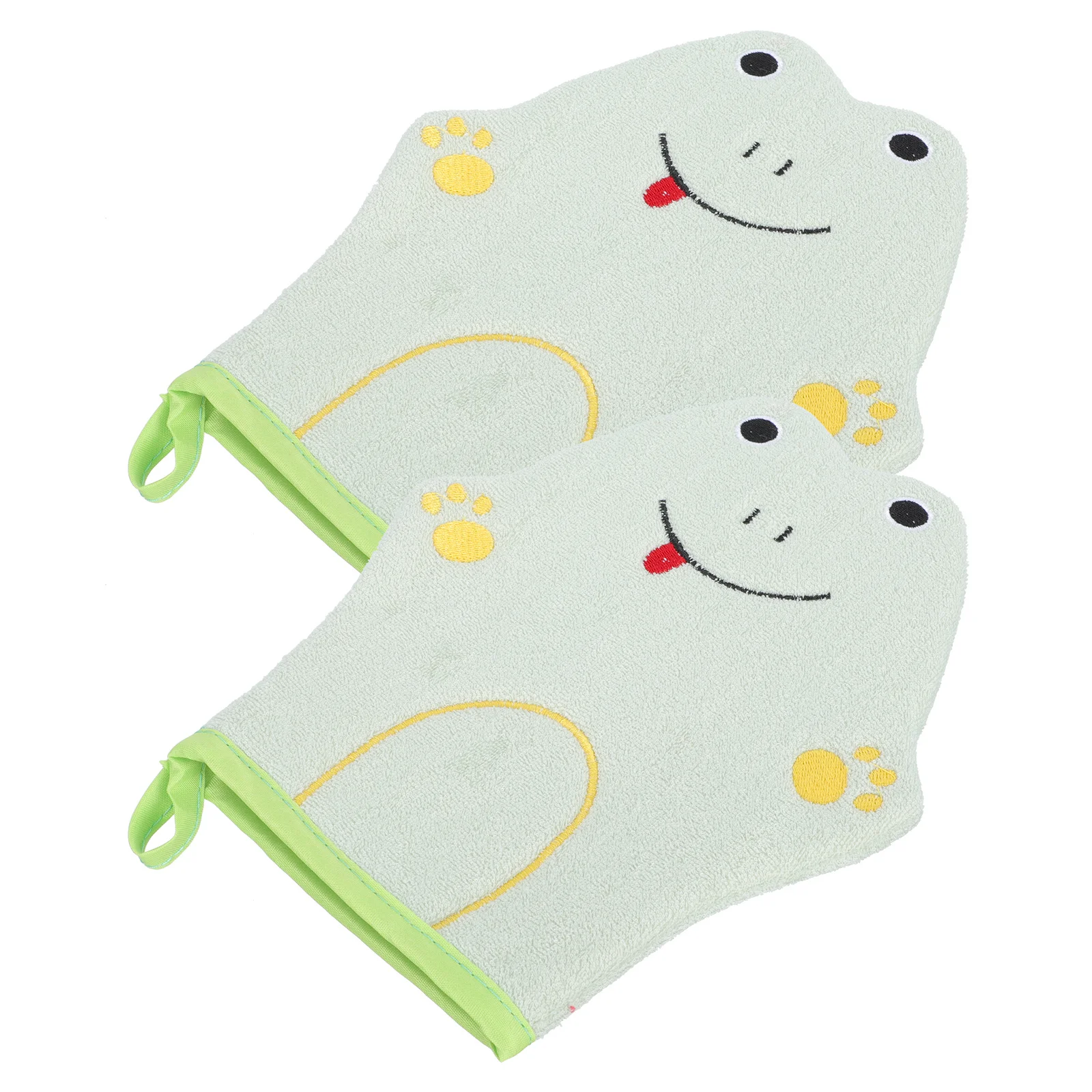 قطعتان من قفازات الحمام مع نسيج مقشر، نمط كرتوني لطيف لتنظيف الظهر الفعال، أداة استحمام محمولة للأطفال #5