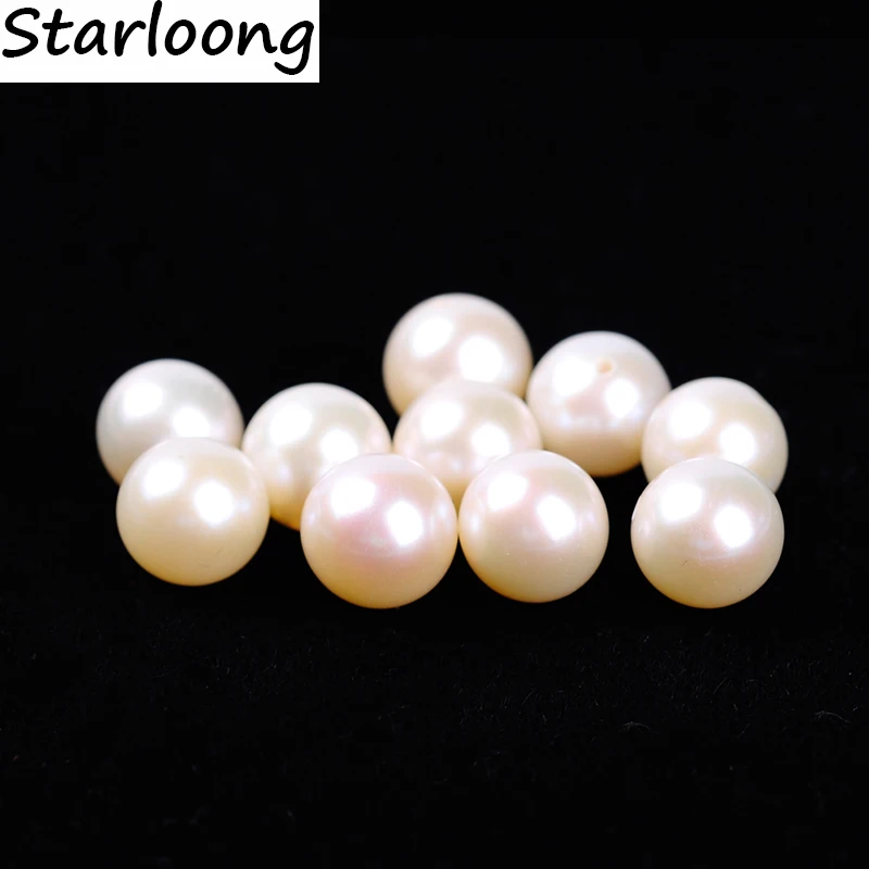 

1pc/lot AAA high quality 8mm round white natural fresh water pearl beads hlaf drilled DIY jewelry making for necklace & bracelet