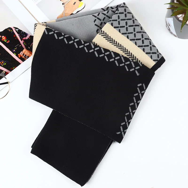 

Теплый вязаный кашемировый шарф для мужчин, двусторонний, зимний, модный, деловой стиль, новинка 2025 года, уютный, из смесового хлопка