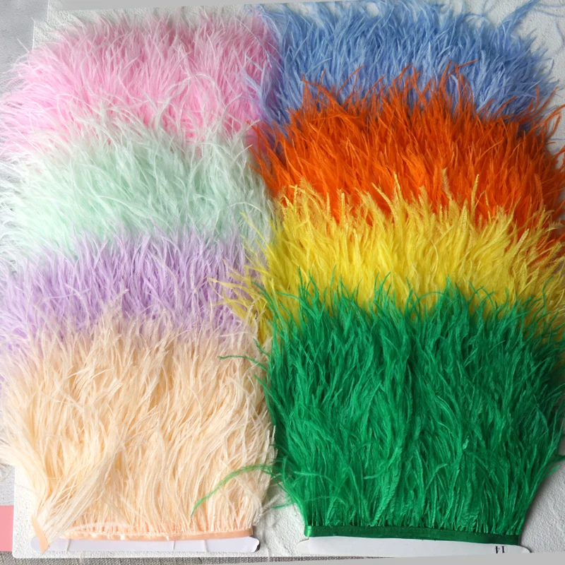 

10 Yards Ostrich Feathers Fringe 8-10cm Fluffy Ostrich Feather Ribbon DIY Sewing Wedding Halloween Dress Costumes Decoration