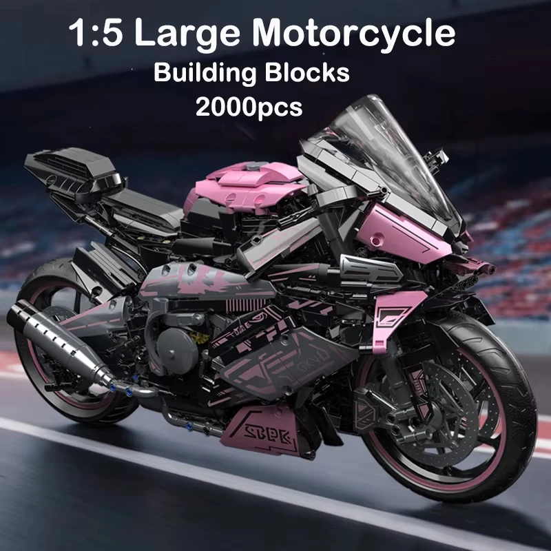 2096pcs Technical Motorcycle MOC Building Blocks Set 1:5 Large Racing Model Bricks Gift Adults