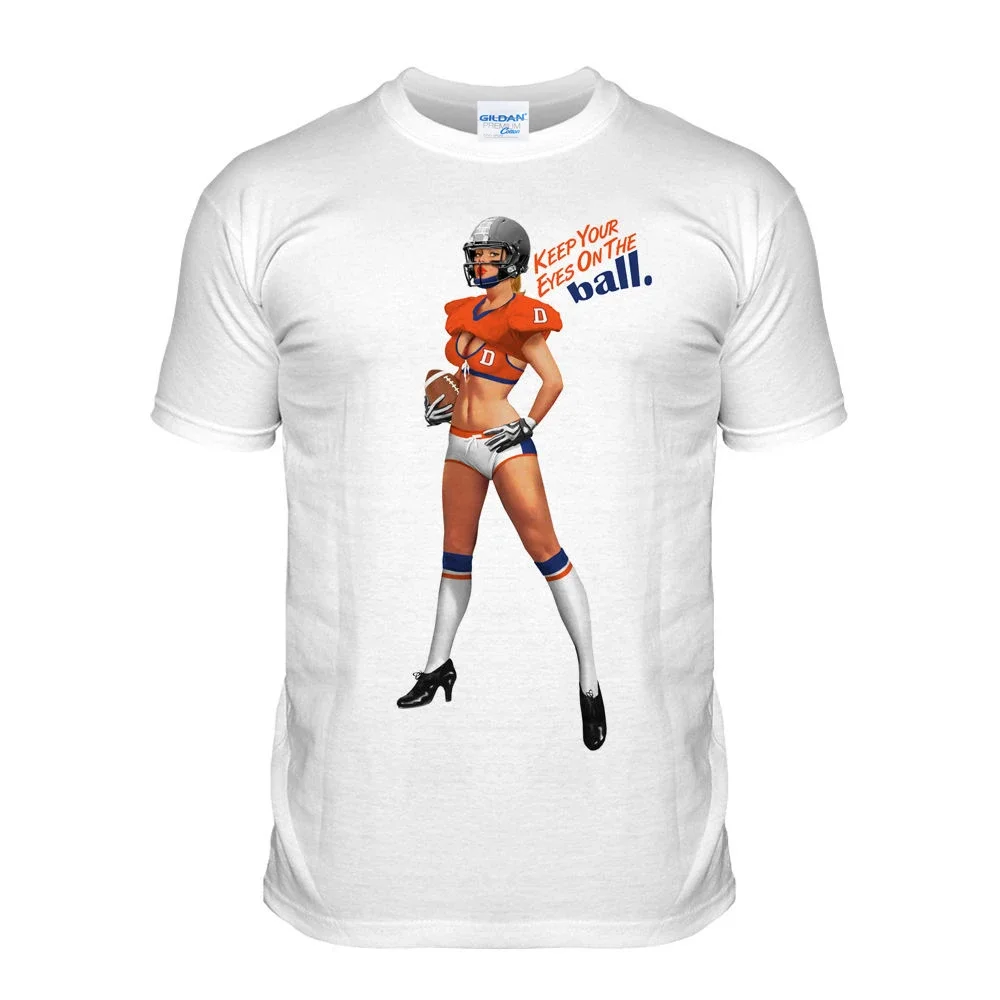 New 100% Cotton T-Shirts Men T-Shirt Men Clothing Size Denver American Footballer Sexy Pin-Up Girl Top T Shirt Classic