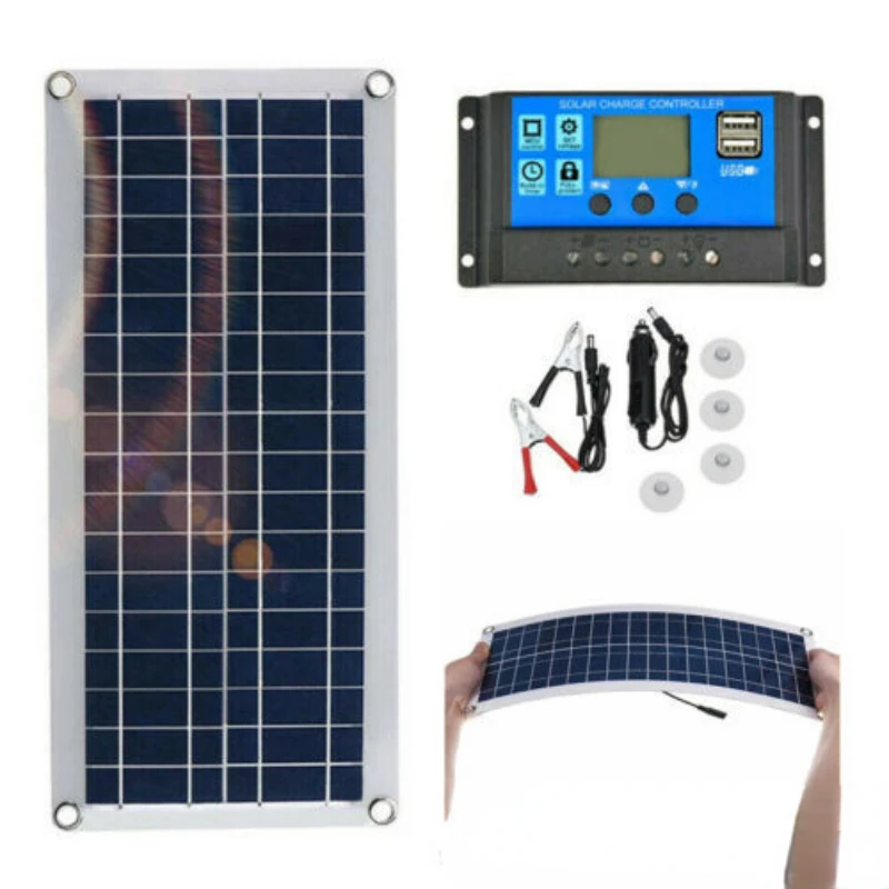 Carregador Solar Fotovoltaico para Carregamento, Portátil, Fino e Leve, Flexível, 10W com Controlador