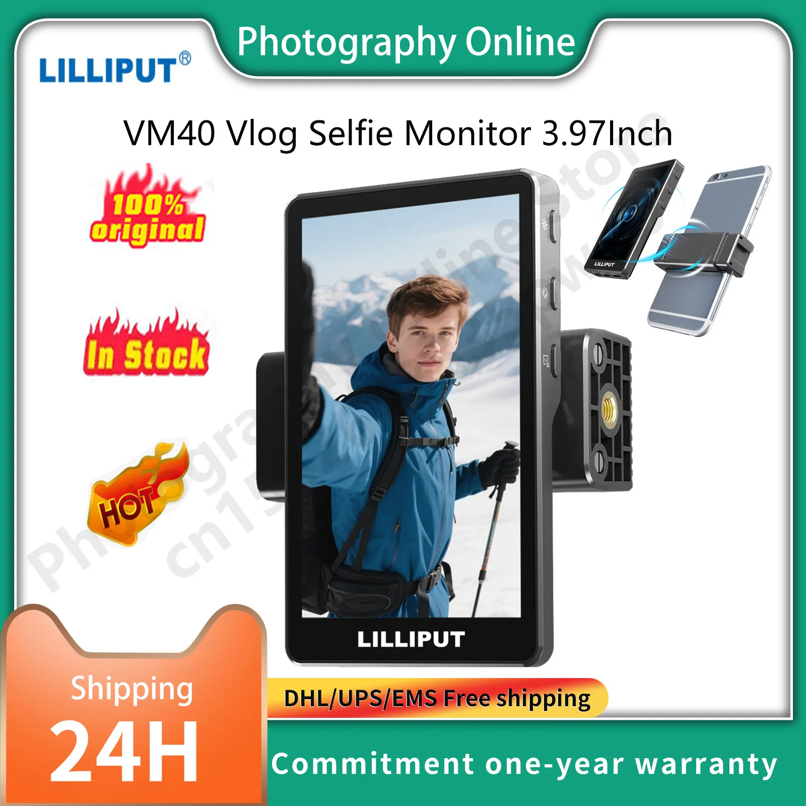 LILLIPUT VM40 Монитор для селфи Vlog 3,97-дюймовый мониторинг в реальном времени идеально подходит для одиночных видеоблогов