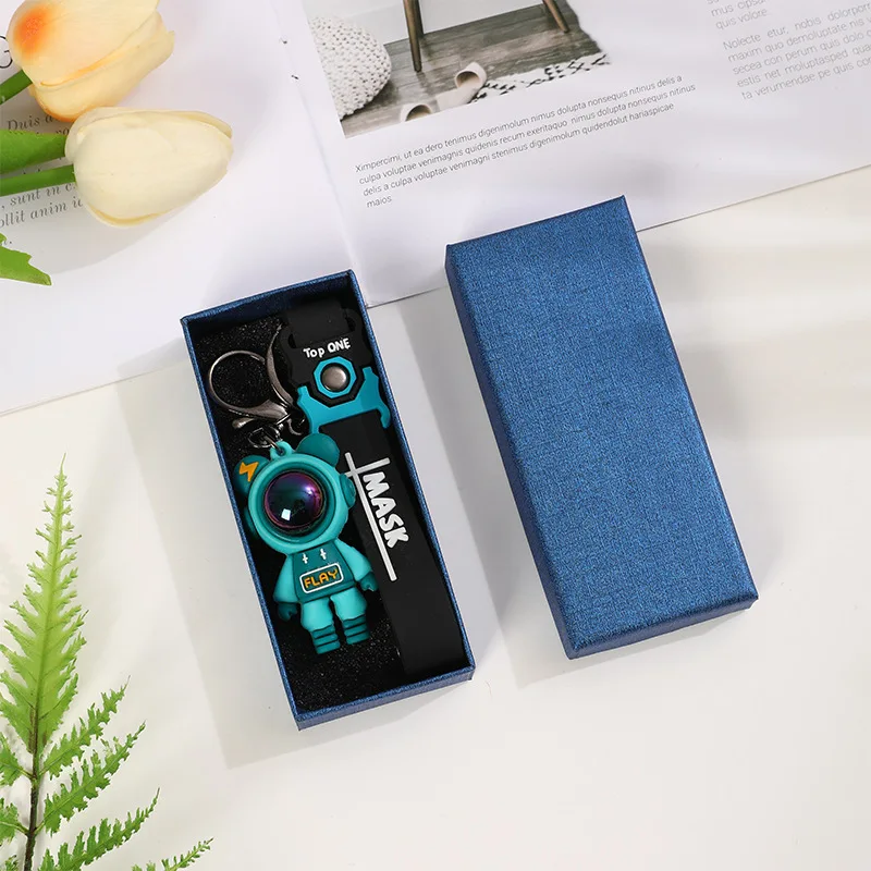 Customized High-end Keychain Box Rectangular Car Box Black Top and Bottom Lid Paper Box In Stock