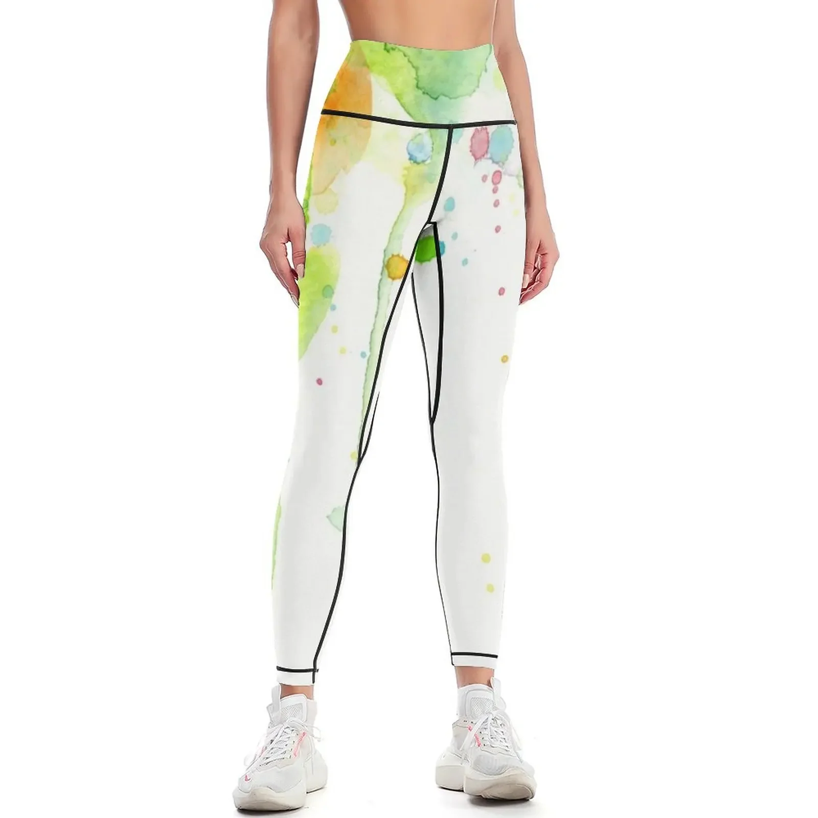 

Watercolor Rainbow Leggings Women's sports pants gym wear Womens Leggings