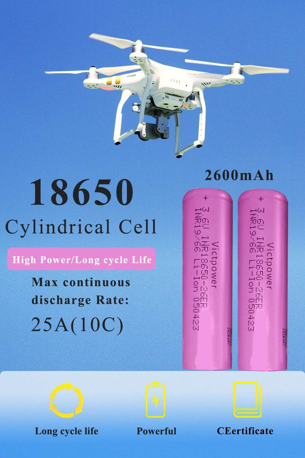 10PCS 3.7V 2600mah 18650 lithium akku Rechargeable Lithium Batteries  ISR18650-2600 Lithium Li-ion baterias