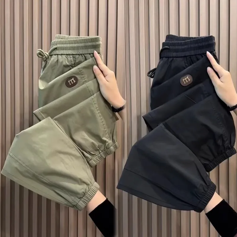 

Ice Silk Thin Sports Loose Casual Pants for Men Summer Construction Workers Wear Comfortable Breathable Elastic Waisand