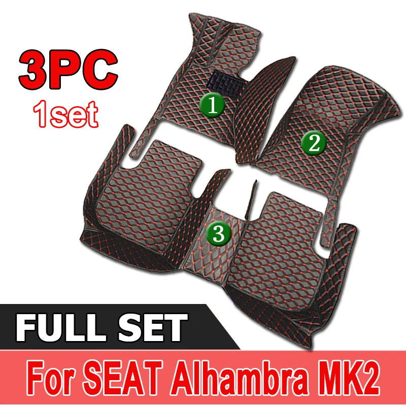 Car Mats For SEAT Alhambra MK2 7N VW Volkswagen Sharan 2011~2020 Pad Carpets Set Leather Mat Auto Floor Rugs Car Accessories