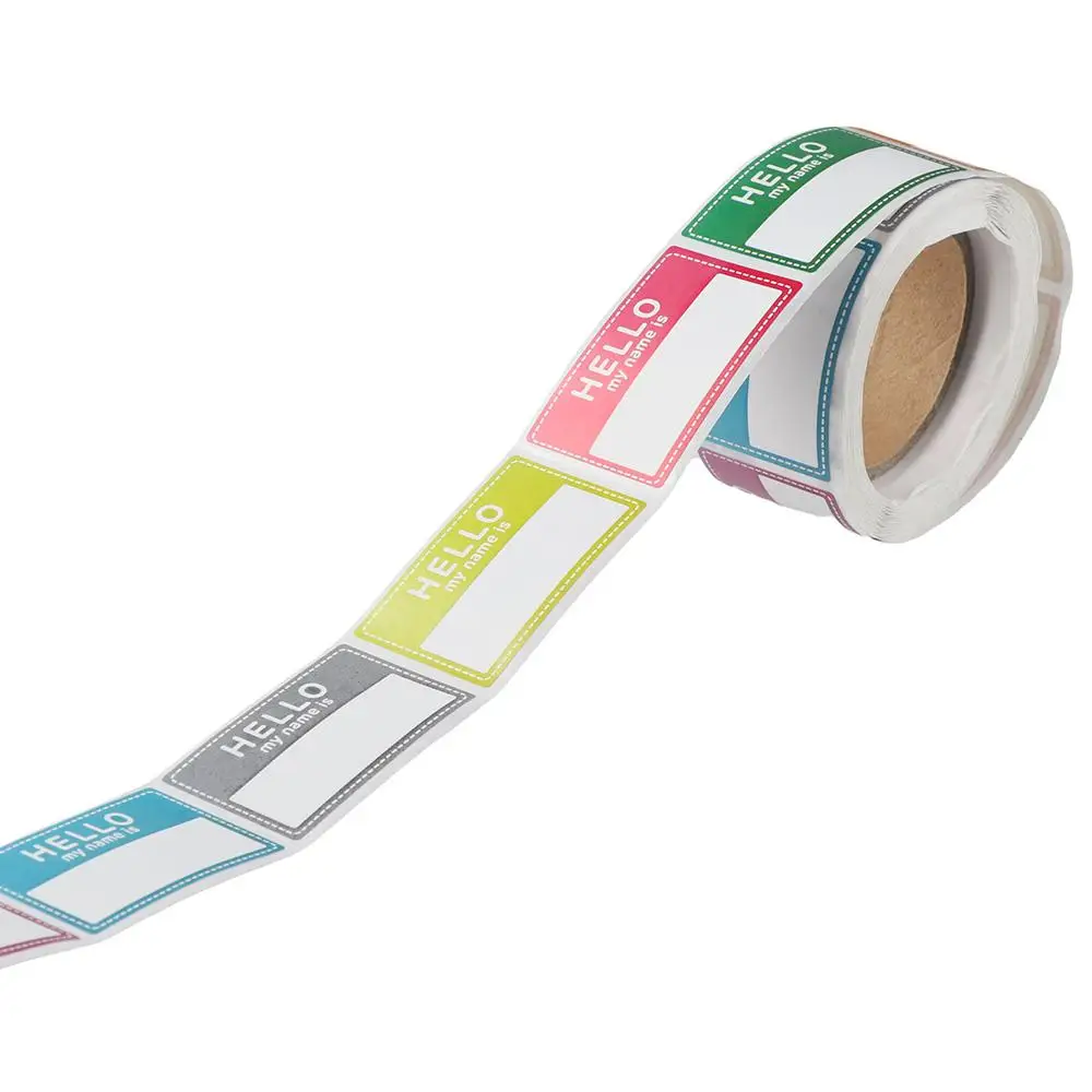 ملصقات وعلامات أسماء فارغة ذاتية اللصق ، مرحبا ملصقات اسمي ، ملصق للحفلات ، المنزل ، 8 ألوان ، من الخارج ، من الخارج