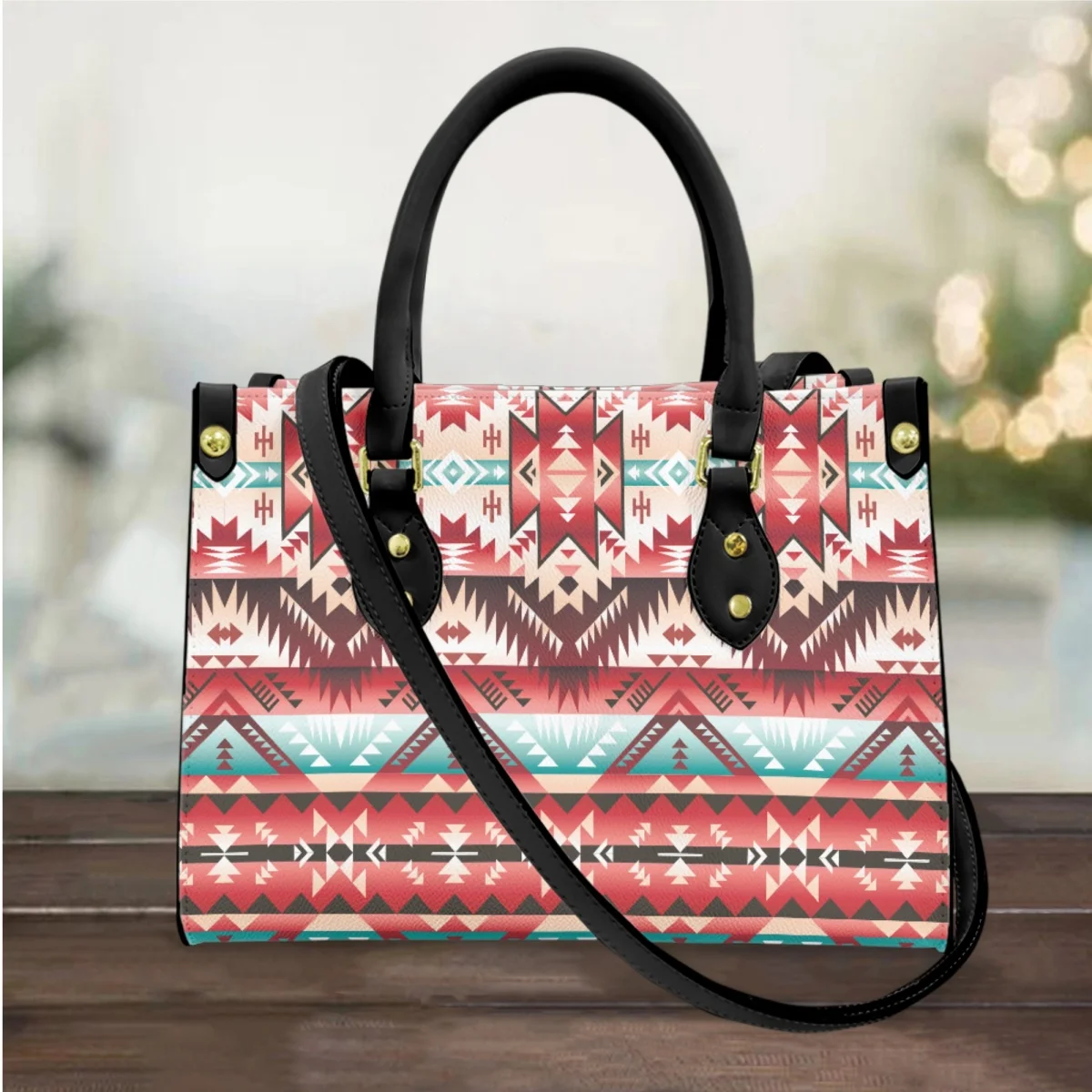 Handbag Purse for Women Luxury Aztec Western Style Print Pattern Leather Ladies Cross Body Bag Woman Casual Small Tote Bags 2023