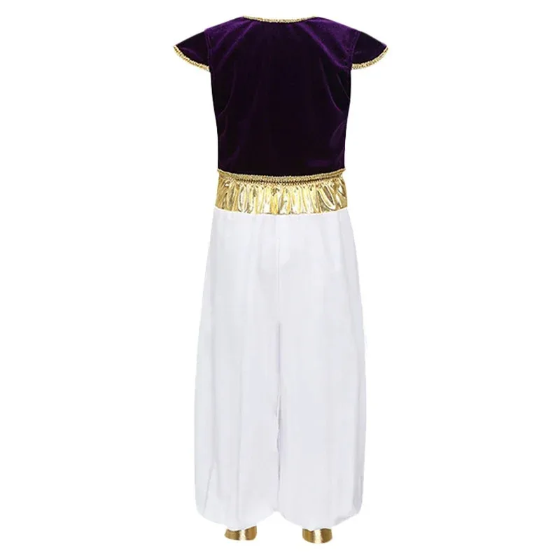 2025 aaa Costumes Kids Boys Arabian Prince Aladdin Cosplay Costume Vest Pants Set for Children Halloween Party Clothes view 3
